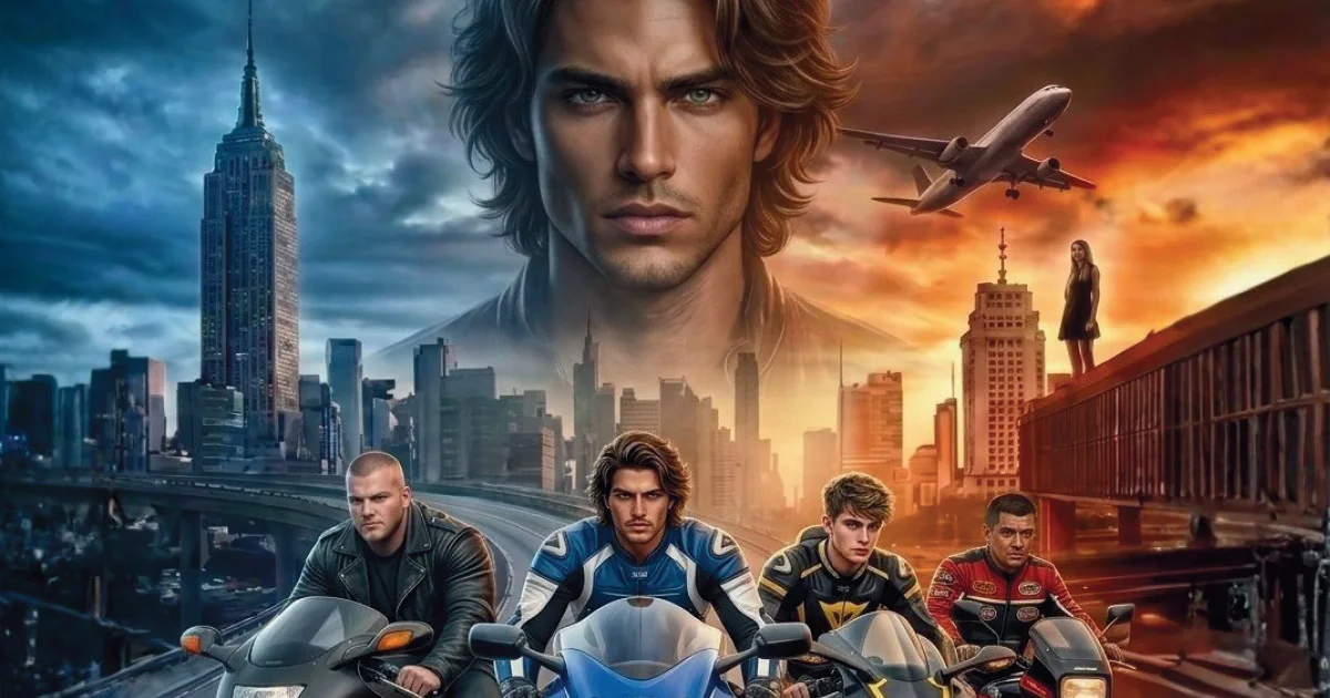 Personagens de Amores Suficientes em motocicletas entre São Paulo e Nova York